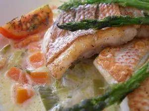 Spiced Red Snapper in Lemon Coconut Veggie Sauce