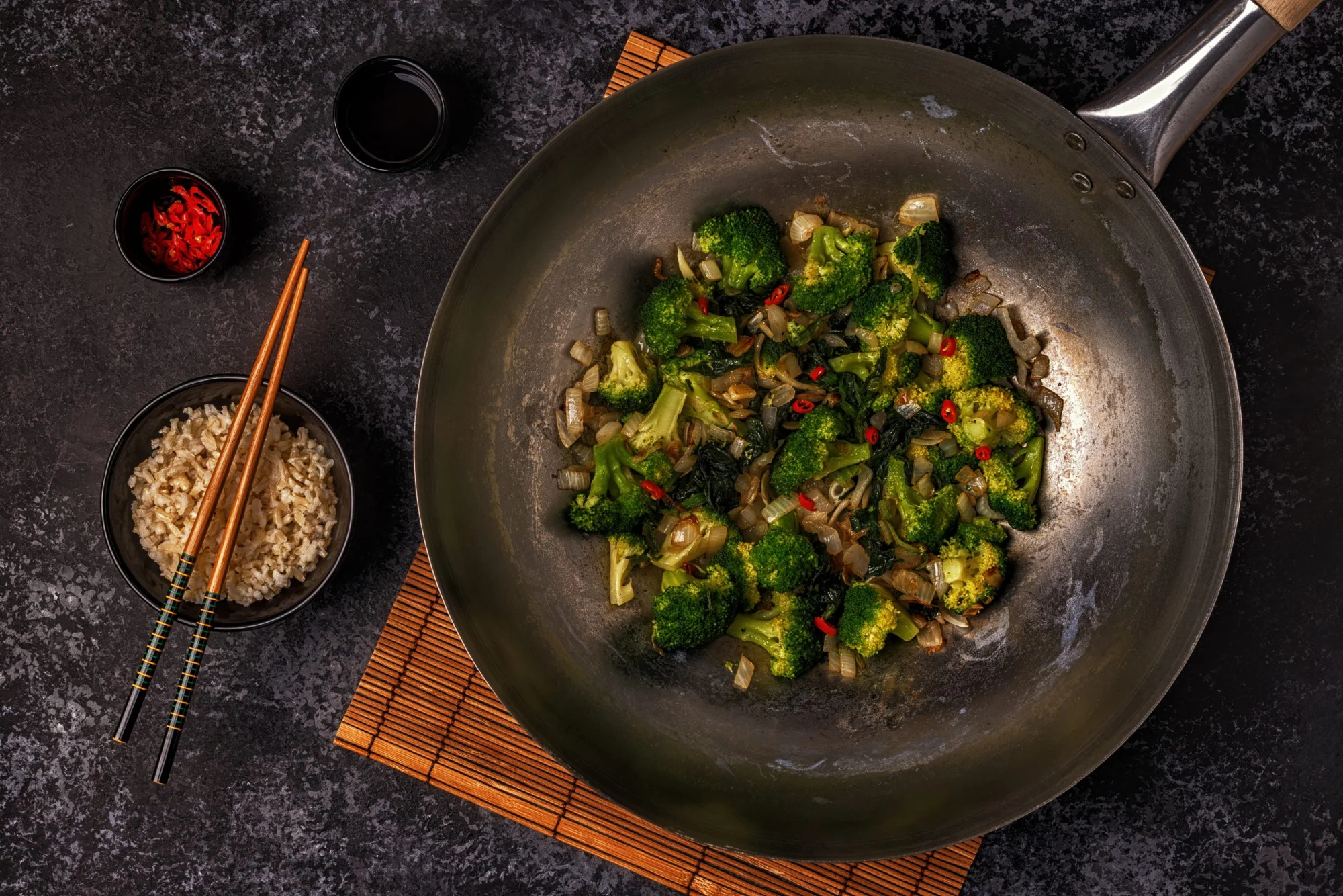 Stir-Fried Cabbage & Broccoli with Rice