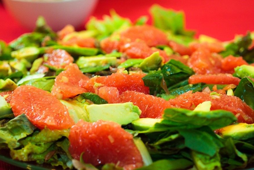 Delicious Kale, Grapefruit & Avocado Salad with Toasted Seeds and Nuts