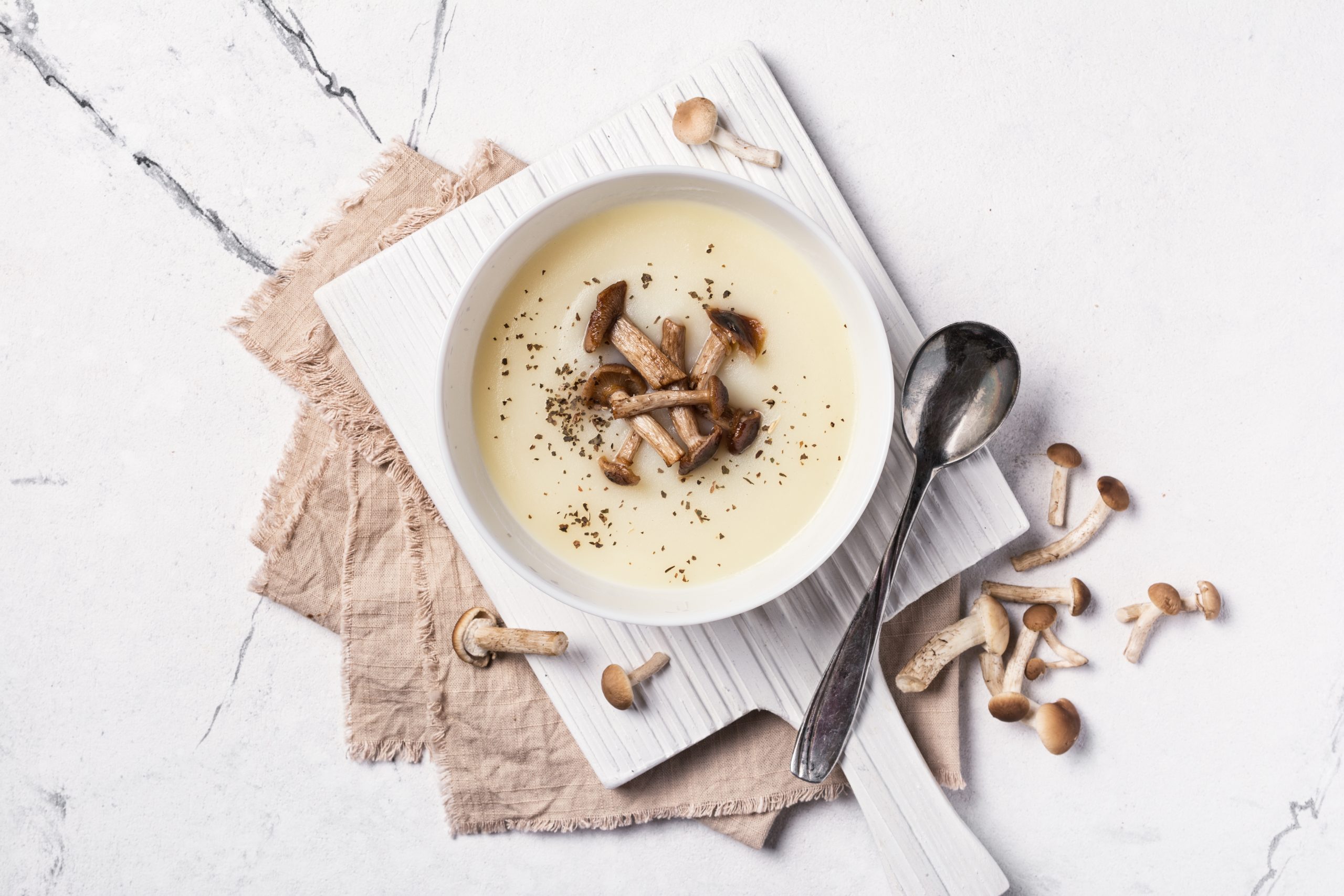 Coconut Milk Mushroom Soup with Caramelized Onions